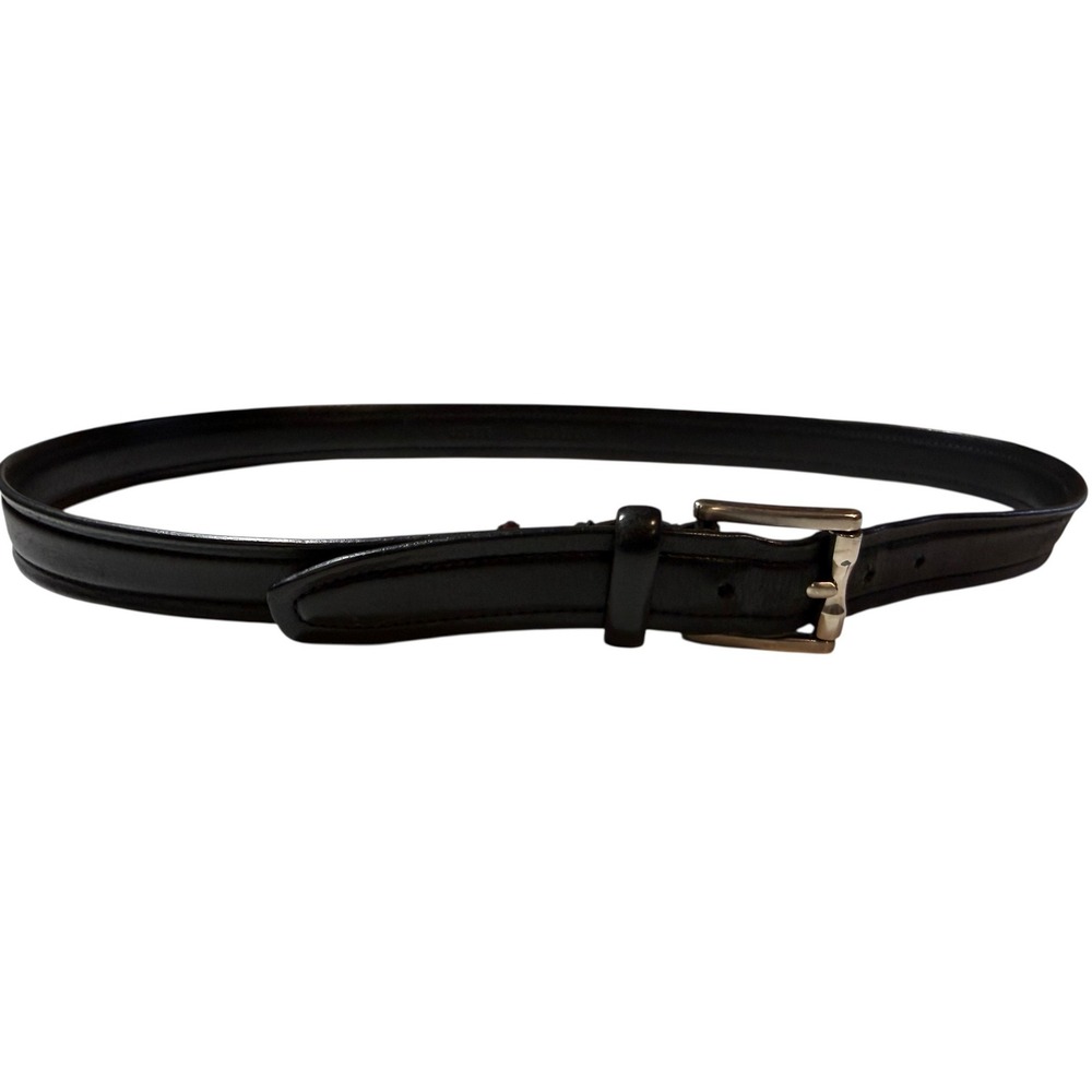 Cole Haan Mens Black Leather Belt – Size 42 Silver Buckle‎ Classic